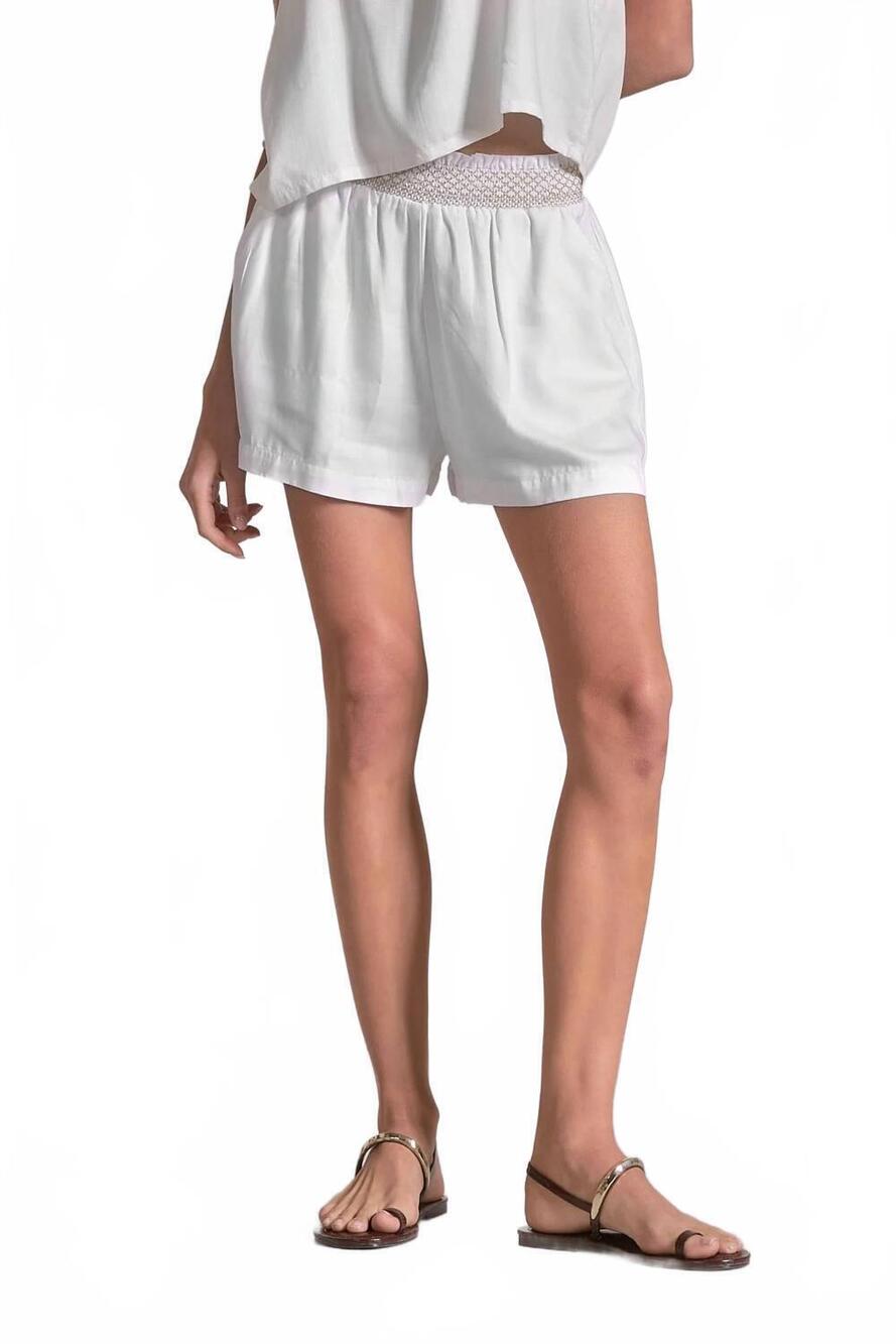NEW ELAN callie elastic waistband shorts in white